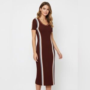 House Of Harlow 1960 Crochet Knit Brown Body-con Dress